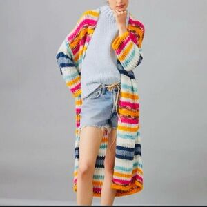 Anthropologie Rainbow Duster Cardigan One Size